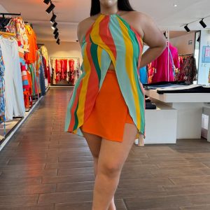 Blusa estampada sin manga