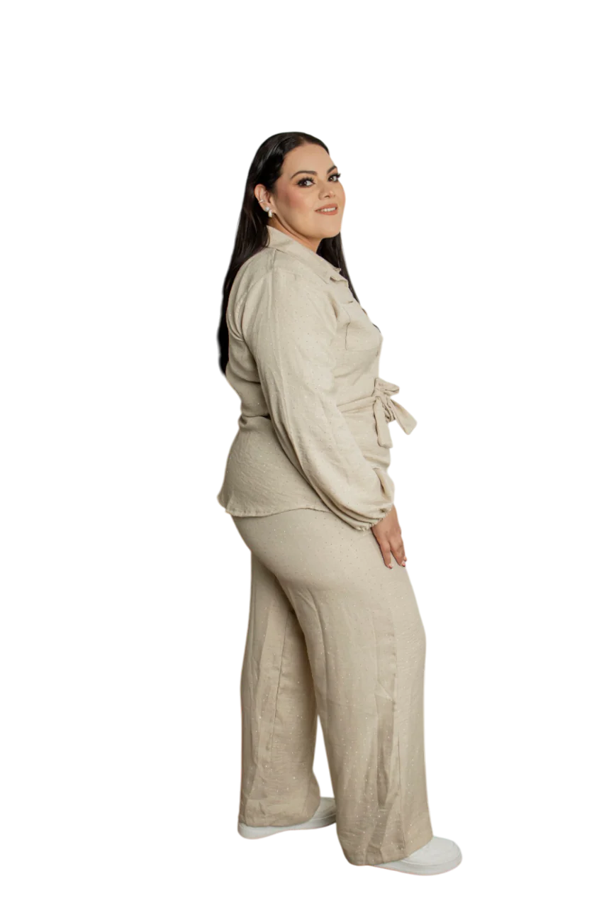 Set de blusa manga larga y pantalón Con Piedras - Imagen 4
