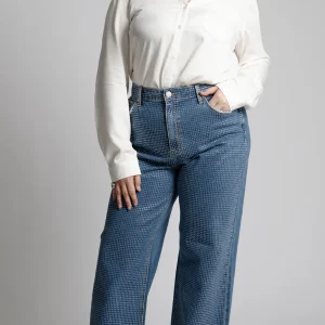 Jeans Wide Con Aplicaciones