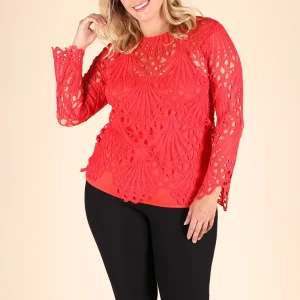 Blusa De Encaje Manga Larga