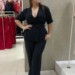 Set Blusa Y Pantalon Estampado Lineas