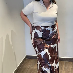 Falda En Satin Estampada