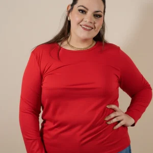 Blusa manga larga cuello redondo