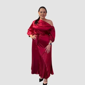 Vestido Satin Manga Larga