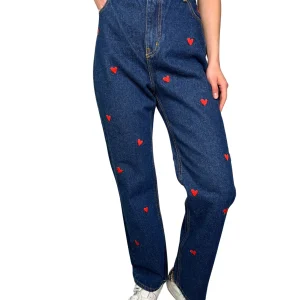 Jeans Corazones Bordados