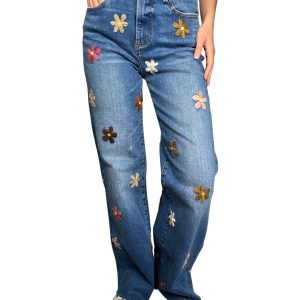 Jeans Flores Bordadas