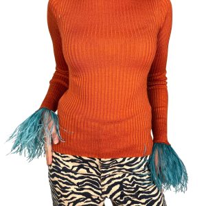 Sweater Cashmere Plumas Avestruz