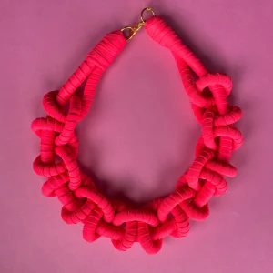 Collar Trenzado Pink Fluorescente S