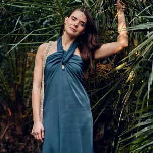 Vestido Halter Petróleo