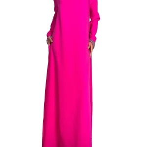 Vestido Fucsia Con Aplicaciones